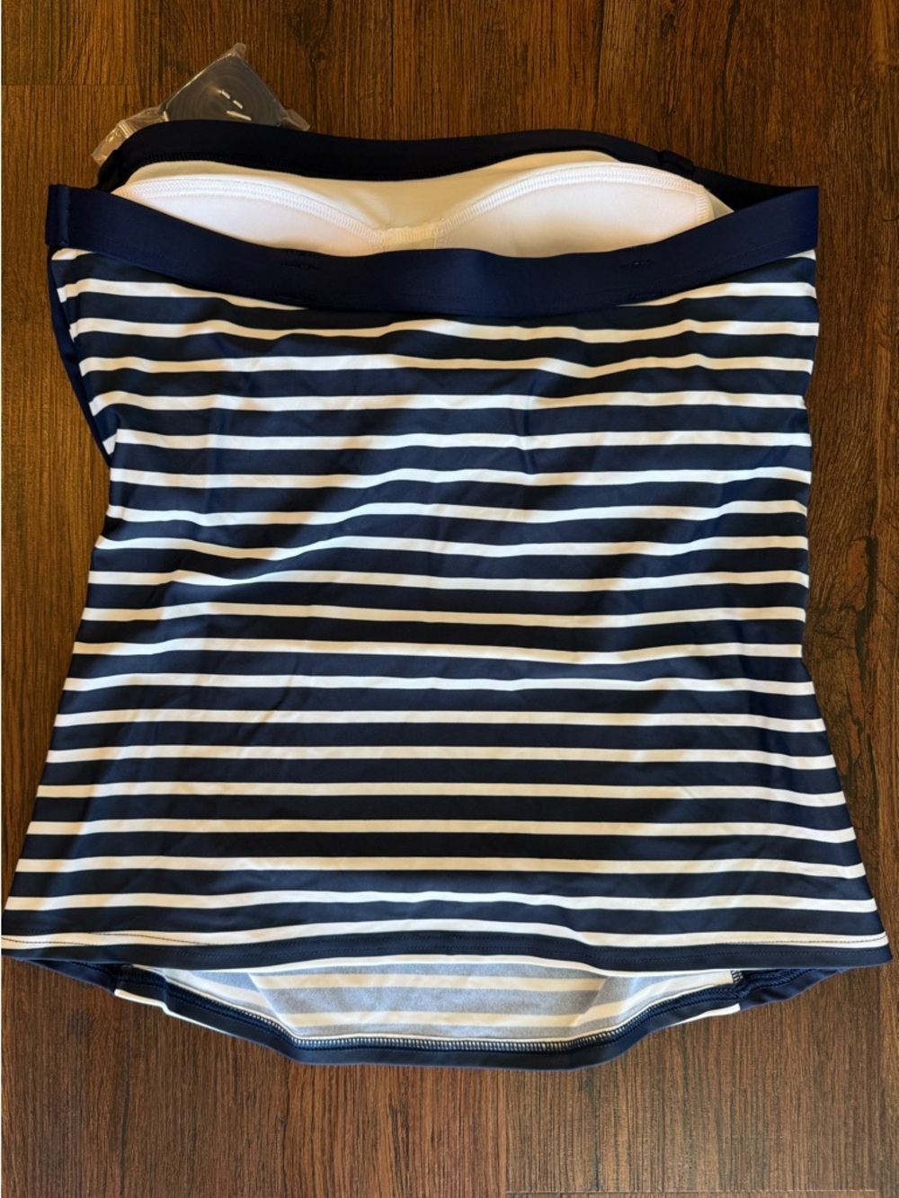 Lands End Women’s Swim Navy & White Striped Convertible Top NWT - Picture 3 of 3